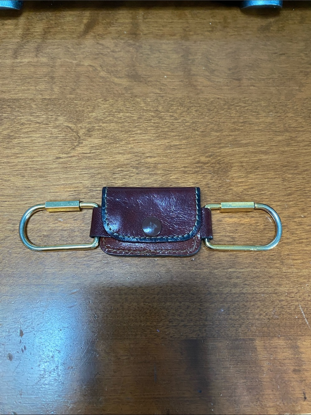 Bosca Burgundy Leather Key & Card Holder with Gold Hardware